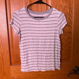 American Eagle Striped Shirt | white and grey